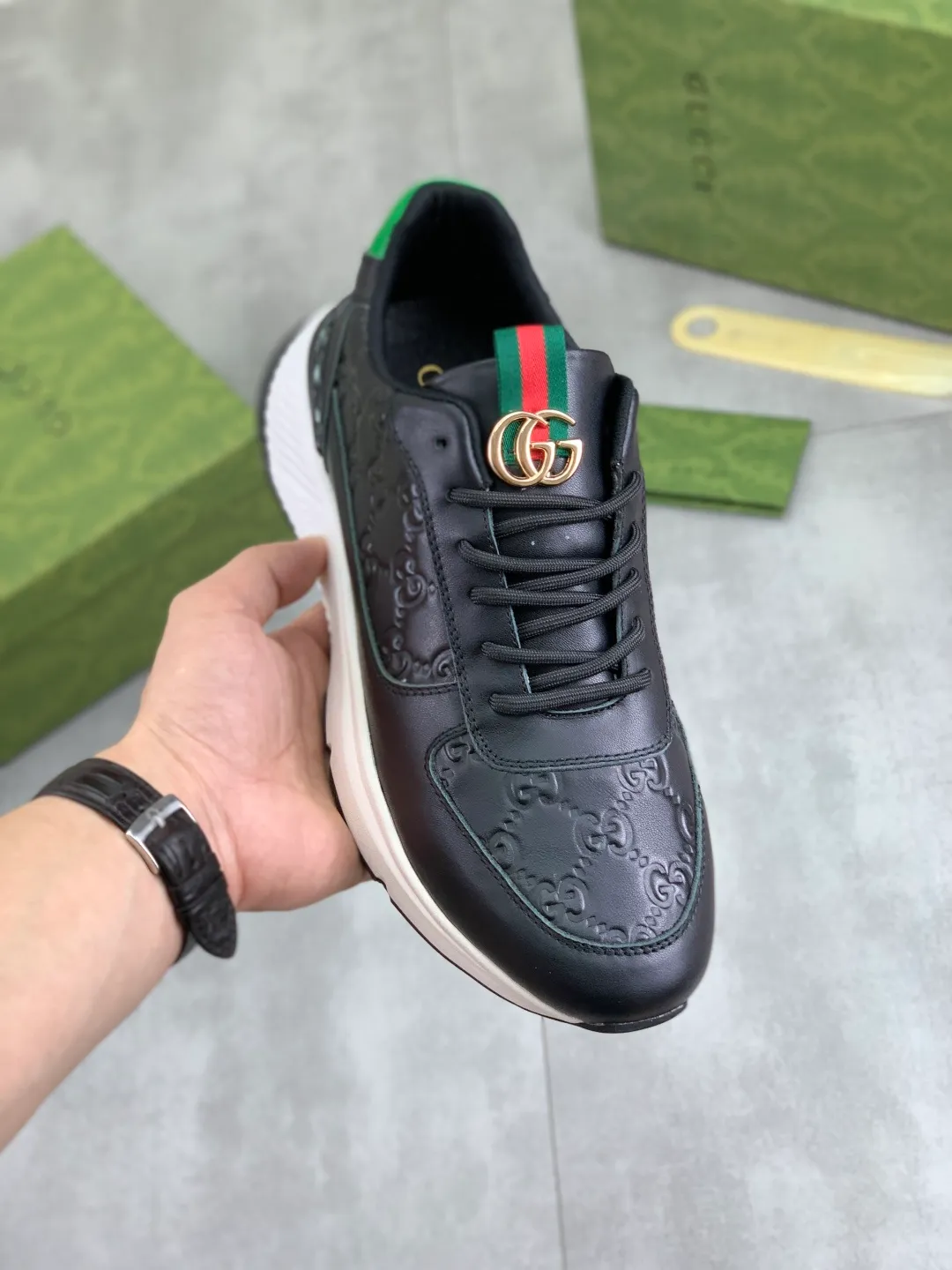 Men's men's shoes 💰P460💰[New model] (GUCCI) official website's latest 🎁🎁casual and fashionable men's shoes👟, hot style 💥 style is simple and elegant, exclusive for trendy men. Unique official website's latest brand double G element Elements 👑 Original Gucci decoration, fashionable and generous, fabric original calfskin ✅ fully imported first-layer pigskin lining, official website designated wear-resistant, lightweight original rubber casual outsole, classic model taken in real life 🎬38-44 (45 customized) 2️⃣ colors available